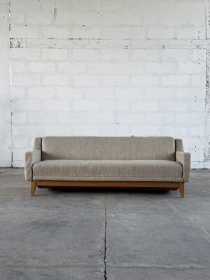 60S GERMAN WOOL SOFA WOODEN LEGS