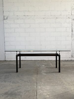 LC6 STEEL AND GLASS DINING TABLE