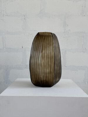HUGE HAND CUT GLASS VASE