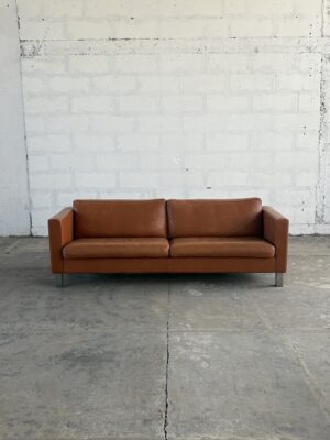 GINGER-BROWN LEATHER SOFA