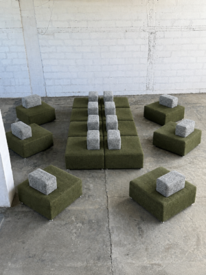 GREEN AND GREY BOUCLE ARMCHAIR